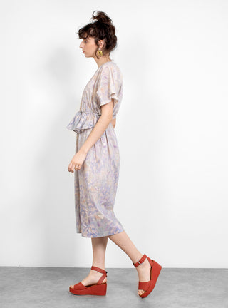 Printed Silk Ruffle Dress Lilac Print by Anntian | Couverture & The Garbstore