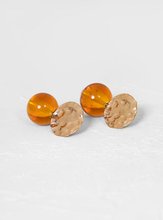 Mini Textured Globe Earrings Light Amber by Modern Weaving by Couverture & The Garbstore