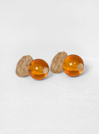 Mini Textured Globe Earrings Light Amber by Modern Weaving by Couverture & The Garbstore