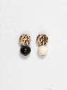 Mini Textured Globe Earrings Noir & Creme Stone by Modern Weaving by Couverture & The Garbstore