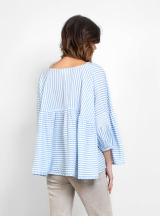 Raj Pintuck Blouse Light Blue Stripe by Anaak by Couverture & The Garbstore