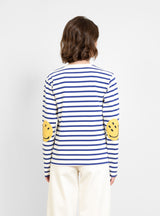 Smilie Patch Stripe Long Sleeve Tee Blue & Ecru by Kapital | Couverture & The Garbstore