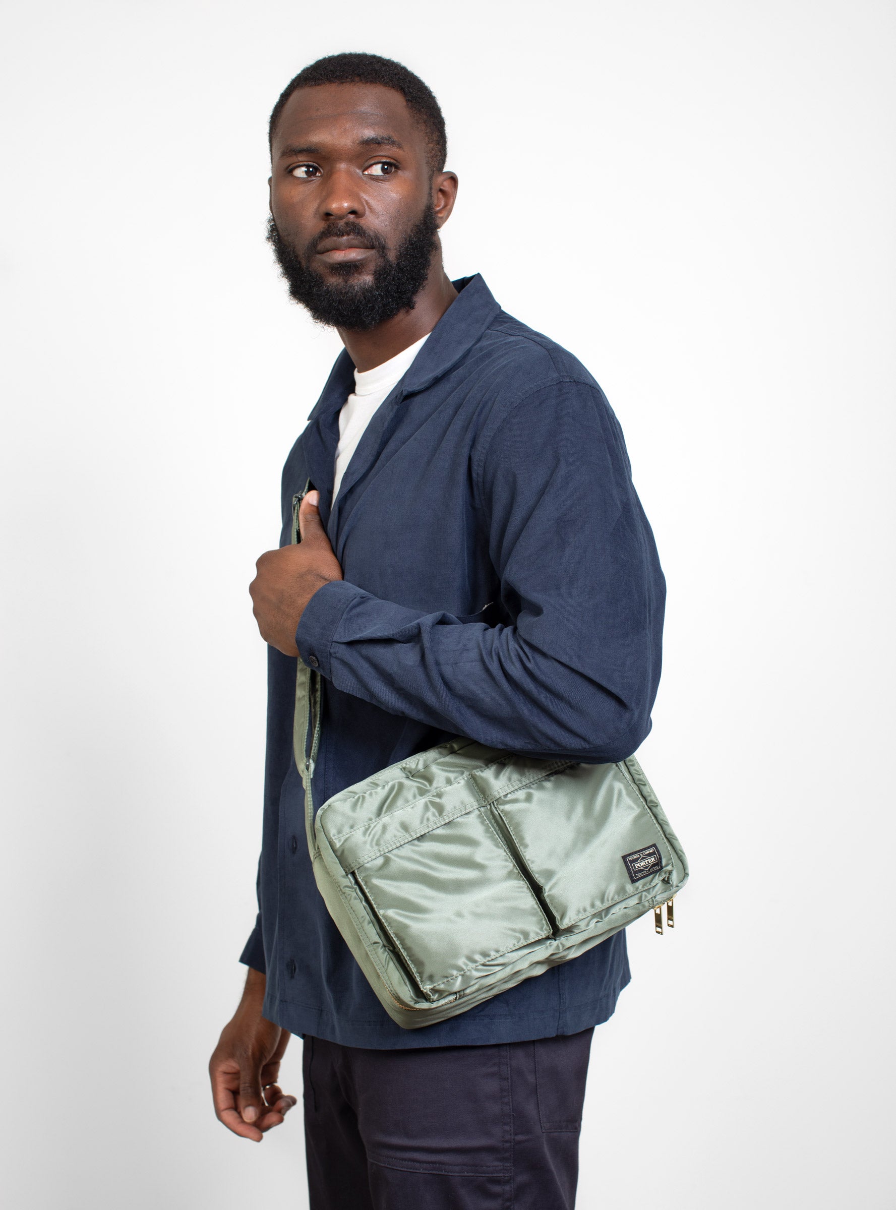 TANKER Shoulder Bag Large Sage Green by Porter Yoshida & Co 