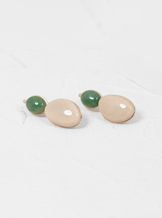 Porcelain Cabochon Earrings Green & Beige by Helena Rohner | Couverture & The Garbstore