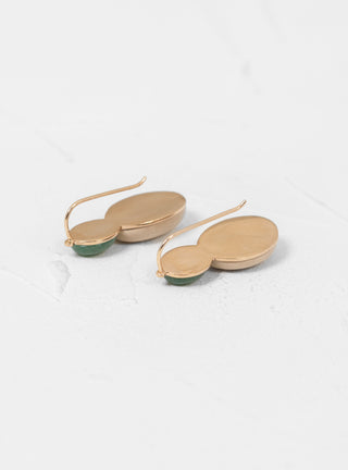 Porcelain Cabochon Earrings Green & Beige by Helena Rohner by Couverture & The Garbstore