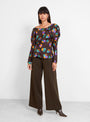 Cassie Silk Blouse Flower Print Brown by Rejina Pyo | Couverture & The Garbstore