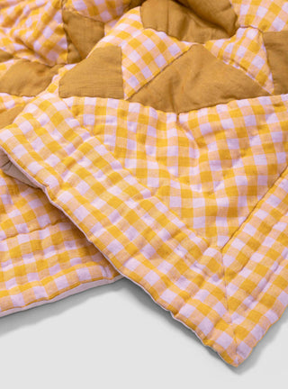 Wes Patchwork Gingham Quilt Mustard by Projektityyny | Couverture & The Garbstore