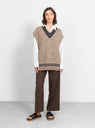 V-Neck Knitted Vest Muddy Beige by Closed by Couverture & The Garbstore