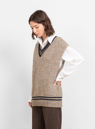 V-Neck Knitted Vest Muddy Beige by Closed by Couverture & The Garbstore