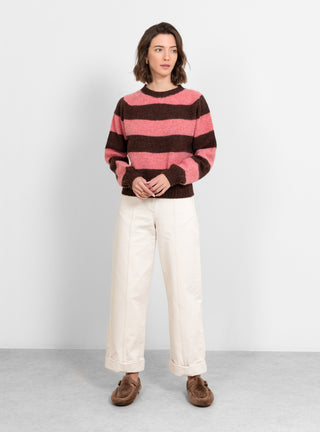 Jets Crew Stripe Jumper Pink & Brown by YMC | Couverture & The Garbstore