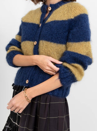 Foxtail Cardigan Blue & Yellow by YMC by Couverture & The Garbstore