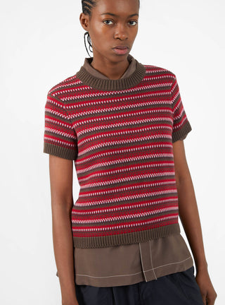 Mitchell Crew Knit Top Red & Brown by YMC | Couverture & The Garbstore