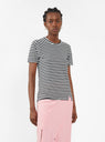 Striped Slim Heritage T-Shirt Black & Salt White by Bassike | Couverture & The Garbstore