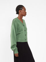 Cropped Wool Cashmere Cardigan Khaki by Bassike | Couverture & The Garbstore