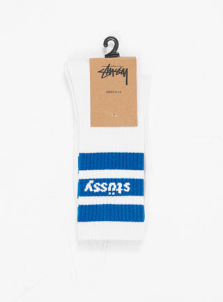 Stripe Crew Socks White & Blue by Stüssy by Couverture & The Garbstore