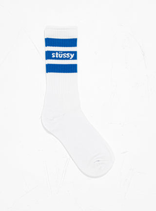 Stripe Crew Socks White & Blue by Stüssy by Couverture & The Garbstore