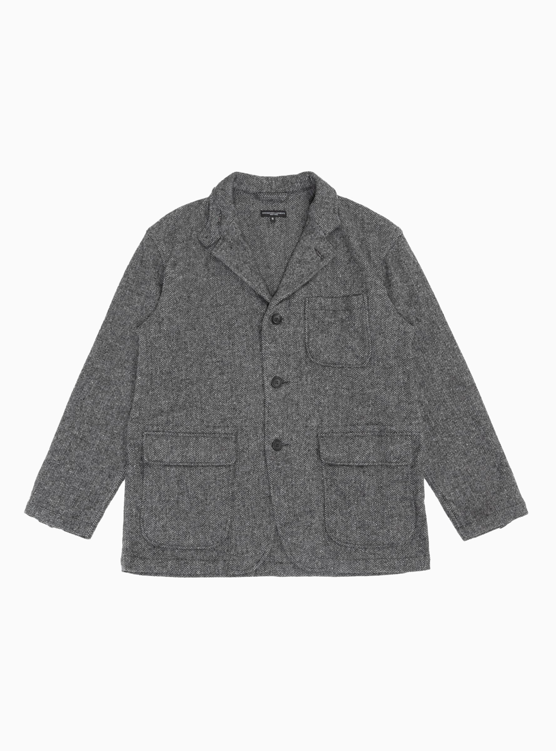 Loiter Poly Wool Herringbone Jacket Grey