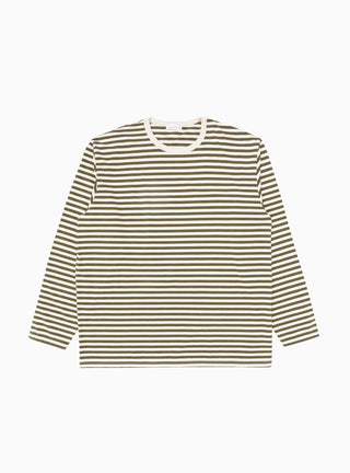 COOLMAX Long Sleeve T-shirt Khaki & Beige Stripe by nanamica | Couverture & The Garbstore