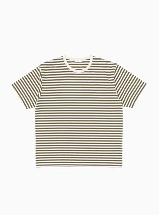 COOLMAX Short Sleeve T-shirt Khaki & Beige Stripe by nanamica | Couverture & The Garbstore