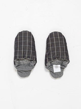 Cotton-Blend House Slippers Grey Check by Merippa | Couverture & The Garbstore
