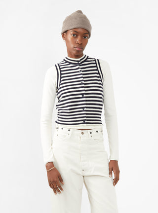 N°193 Corset Cardigan Breton Navy & White by Extreme Cashmere | Couverture & The Garbstore