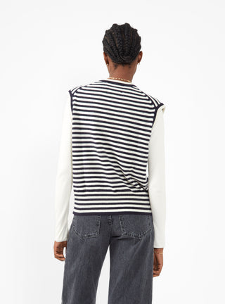 N°243 Spencer Sweater Vest Breton Navy & White by Extreme Cashmere | Couverture & The Garbstore