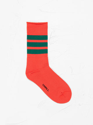 Fine Pile Striped Crew Socks Poppy Red & Green by ROTOTO | Couverture & The Garbstore