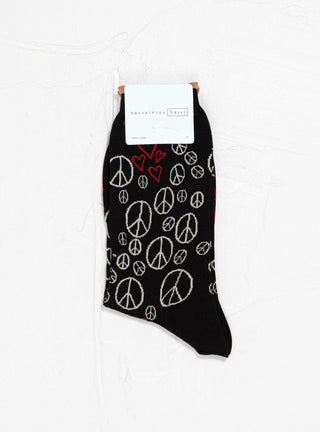 Peace & Love Crew Socks Black by Hansel From Basel by Couverture & The Garbstore