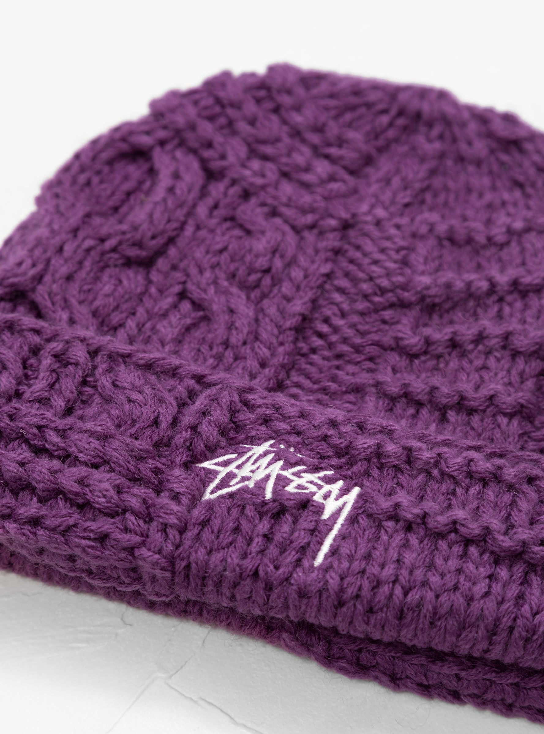 purple stussy beanie