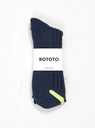 Chunky Ribbed Crew Socks Dark Blue & Lime by ROTOTO | Couverture & The Garbstore