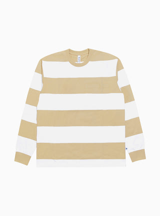 Rugby Stripe Pocket T-shirt Sand & White by Reception by Couverture & The Garbstore