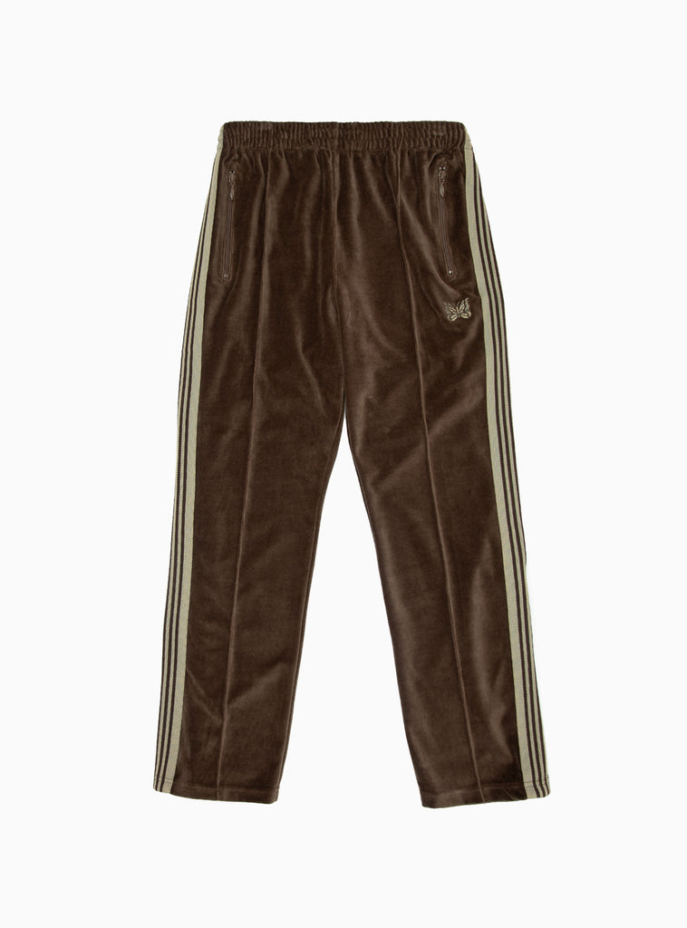 Narrow Velour Track Pants Brown by Needles | Couverture & The Garbstore