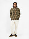 Drunk Stripe Fleece Jacket Khaki by Kapital | Couverture & The Garbstore