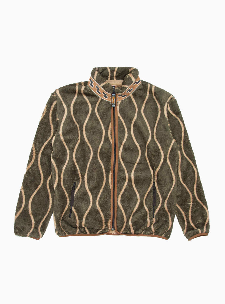 Drunk Stripe Fleece Jacket Khaki by Kapital | Couverture & The Garbstore