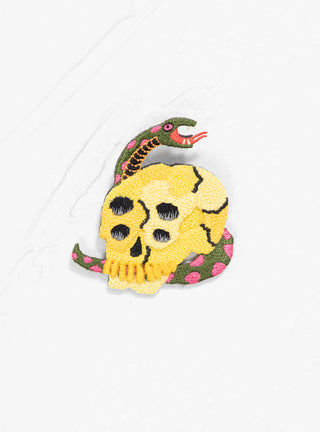 Embroidered Rain Skull Pin Badge Yellow by Kapital | Couverture & The Garbstore