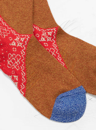 96 Yarns Wool Heel Bandana Socks Brown by Kapital | Couverture & The Garbstore