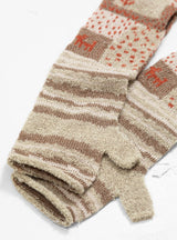 Gabbeh Patchwork 2 Way Mittens Beige by Kapital | Couverture & The Garbstore
