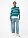 A Dance In The Jungle Sweater Green & Blue Stripe by Howlin' | Couverture & The Garbstore