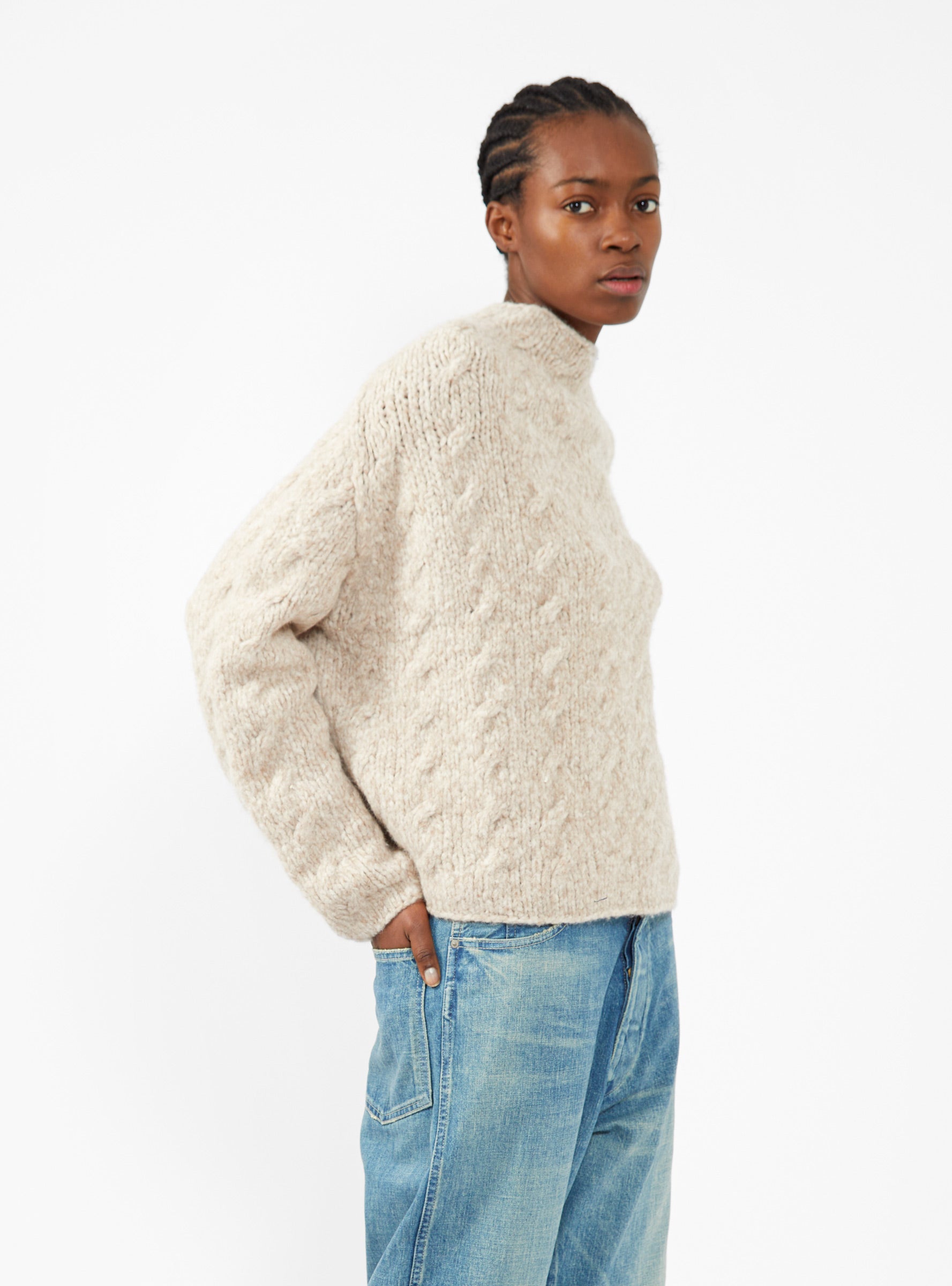 Handknit Cable Sweater Beige by Lauren Manoogian | Couverture