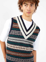 Fair Isle Cricket Knit Vest Navy by Beams Plus | Couverture & The Garbstore