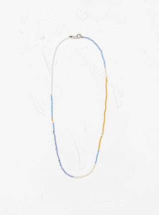 Long Venetian Glass Bead Necklace White, Blue & Yellow by NORTH WORKS | Couverture & The Garbstore