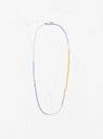 Long Venetian Glass Bead Necklace White, Blue & Yellow by NORTH WORKS | Couverture & The Garbstore