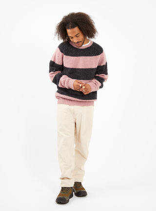 Suedehead Sweater Pink & Charcoal Stripe by YMC by Couverture & The Garbstore