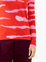 Tad Longsleeve Jersey Top Red Wild Stripe by Christian Wijnants | Couverture & The Garbstore