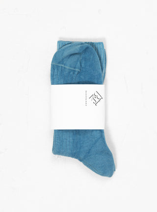 Rib Ankle Socks Dark Isatis Blue by Baserange by Couverture & The Garbstore
