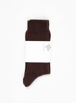 Rib Ankle Socks Dark Brown by Baserange by Couverture & The Garbstore