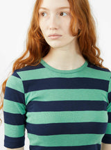 Charlotte T-shirt Green & Navy Stripe by YMC | Couverture & The Garbstore