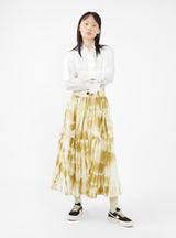 Patience Gathered Leather Skirt Lime Marble by Cawley | Couverture & The Garbstore