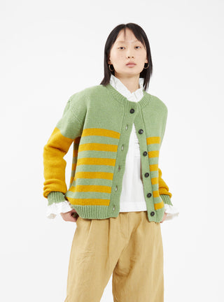 Rosa Cardigan Yellow & Green Stripe by Cawley | Couverture & The Garbstore