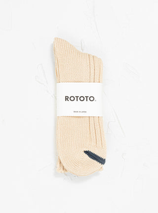 Chunky Ribbed Crew Socks Raw Beige & Dark Blue by ROTOTO | Couverture & The Garbstore